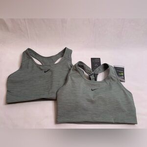 Nike Swoosh Bra Dri-fit Gray padded Sports Bra L NWT bundle of two